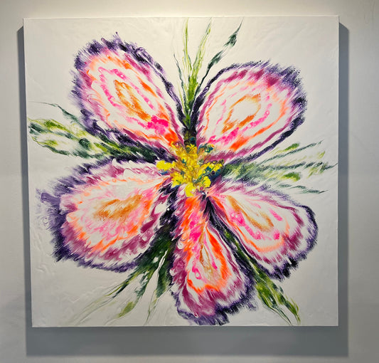 'Blossom Fusion' - Large Flow Painting - 36” x 36” x 1.5”