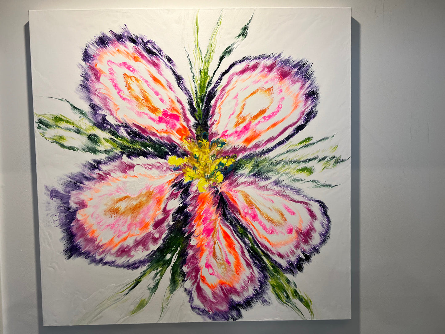 'Blossom Fusion' - Large Flow Painting - 36” x 36” x 1.5”