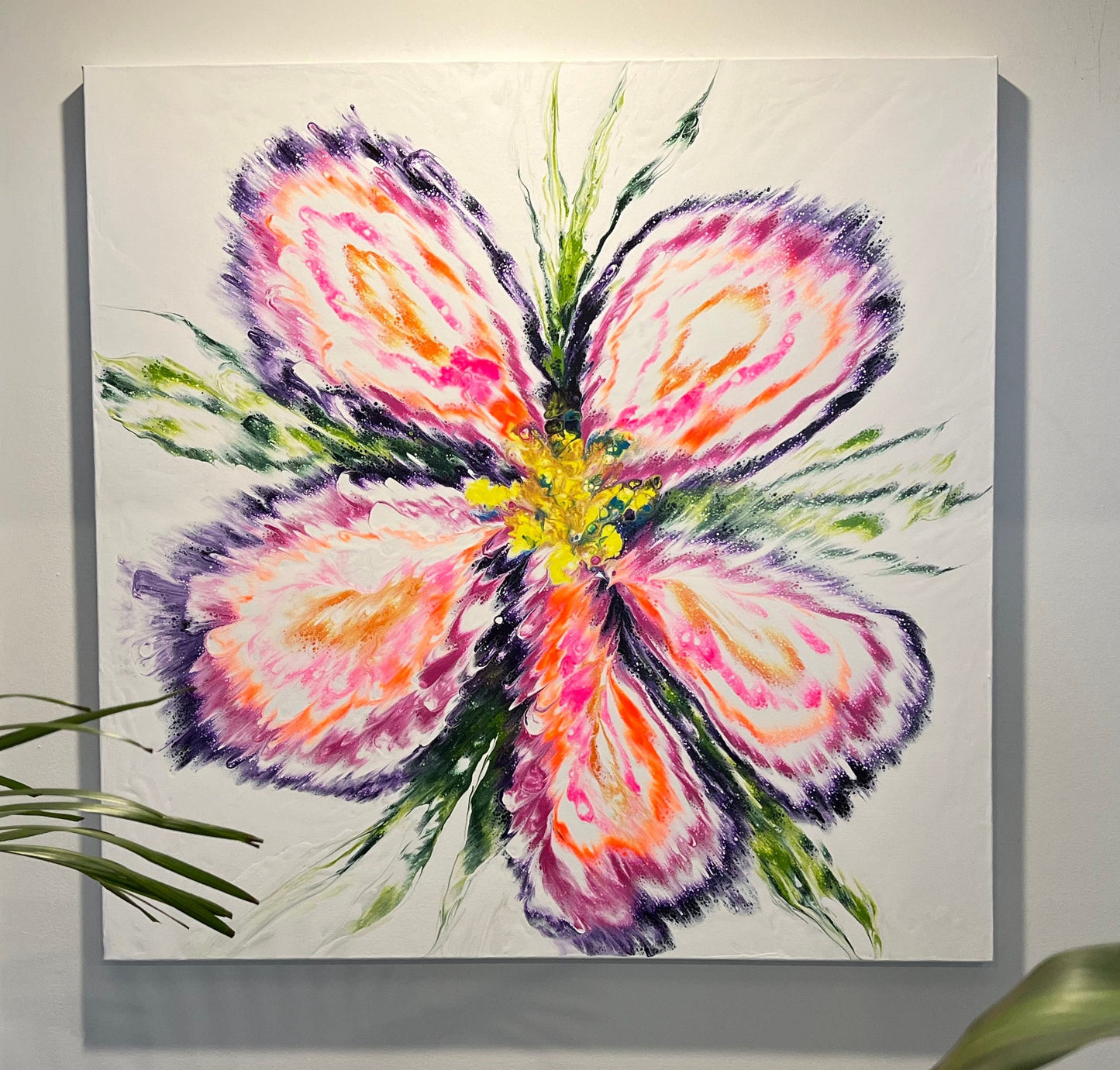 'Blossom Fusion' - Large Flow Painting - 36” x 36” x 1.5”