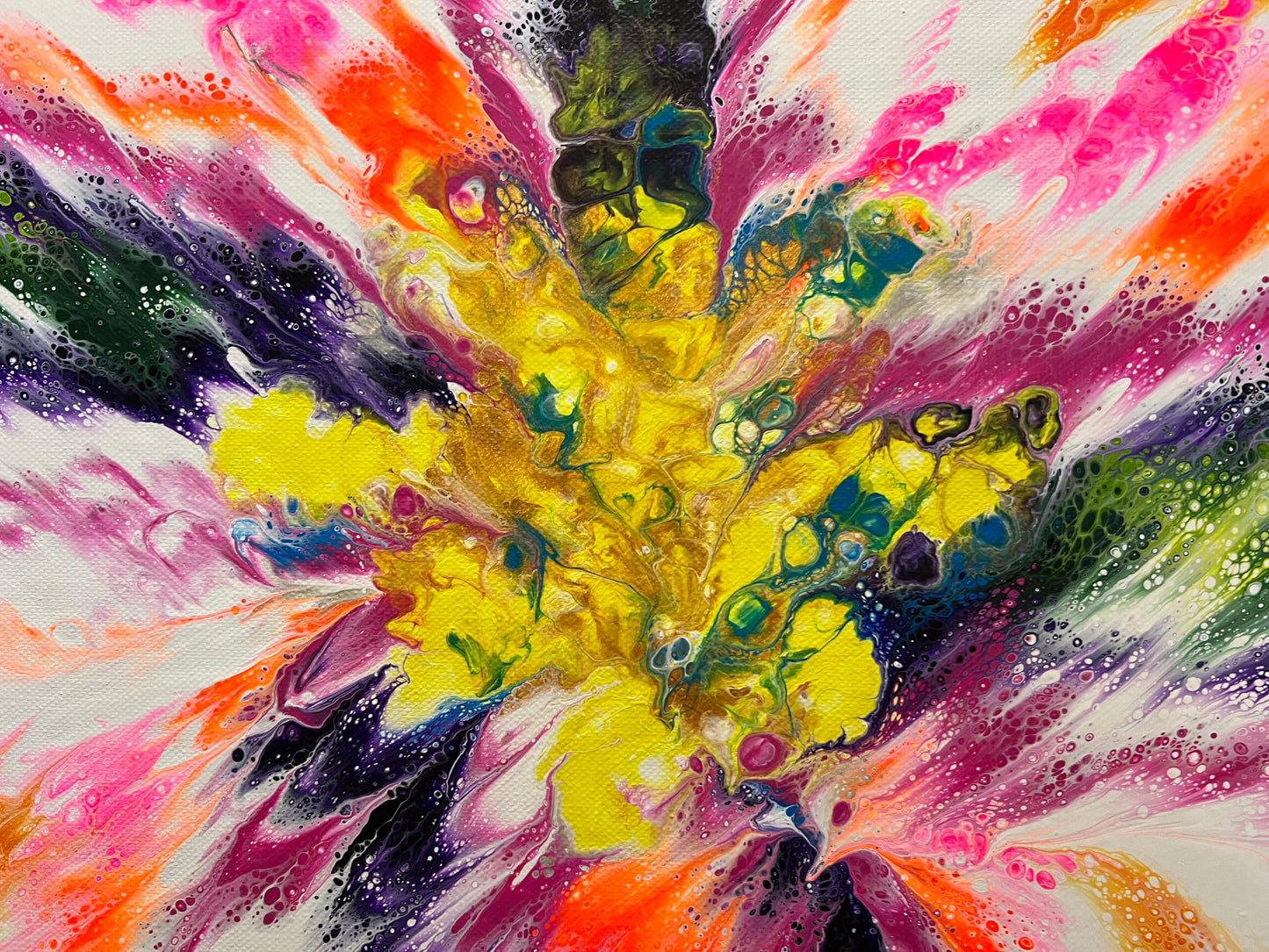 'Blossom Fusion' - Large Flow Painting - 36” x 36” x 1.5”